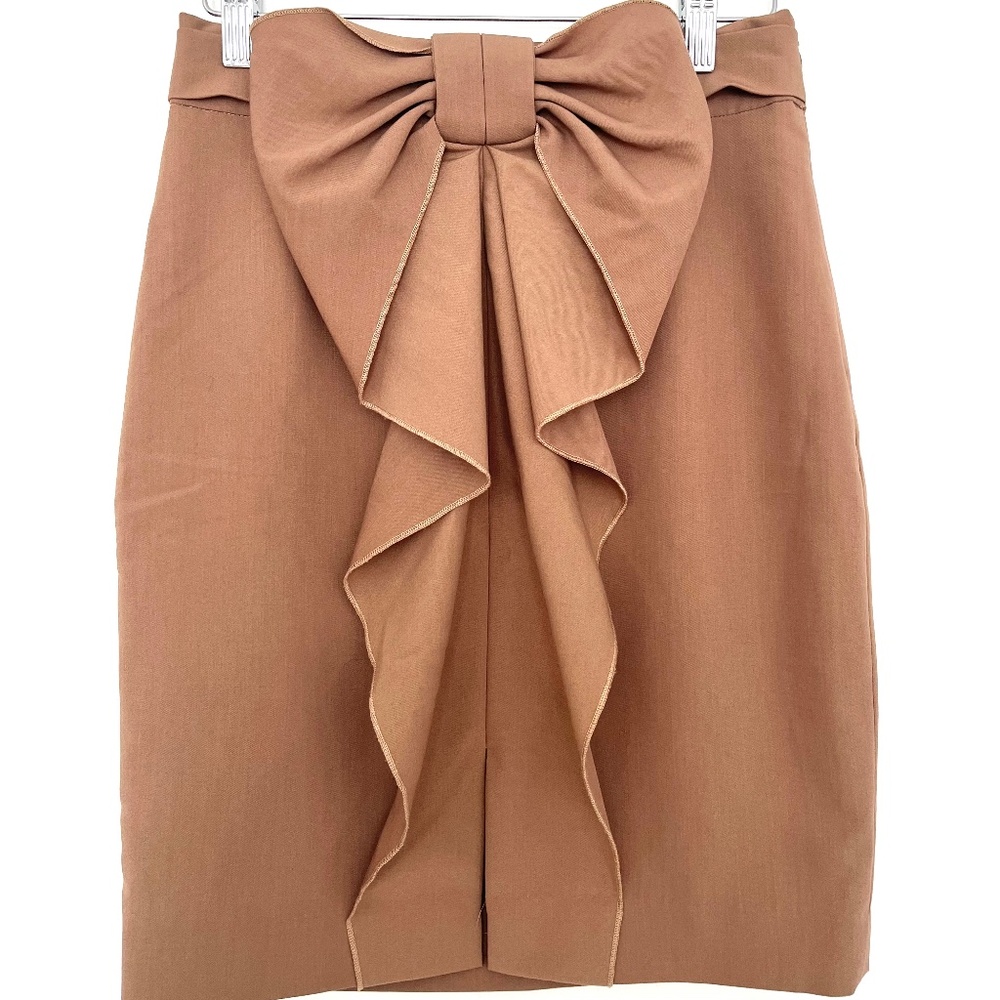 Alexander Wang bow straight mini pencil skirt  - Size 0 - Light brown